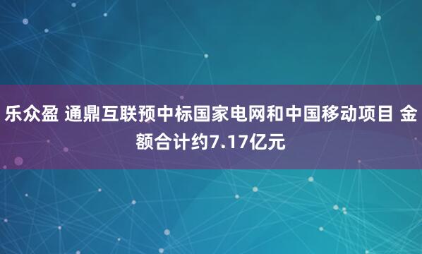 乐众盈 通鼎互联预中标国家电网和中国移动项目 金额合计约7.17亿元