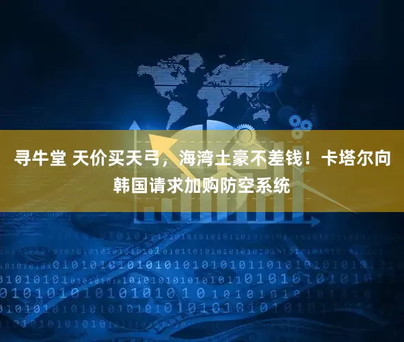 寻牛堂 天价买天弓,海湾土豪不差钱!卡塔尔向韩国请求加购防空系统